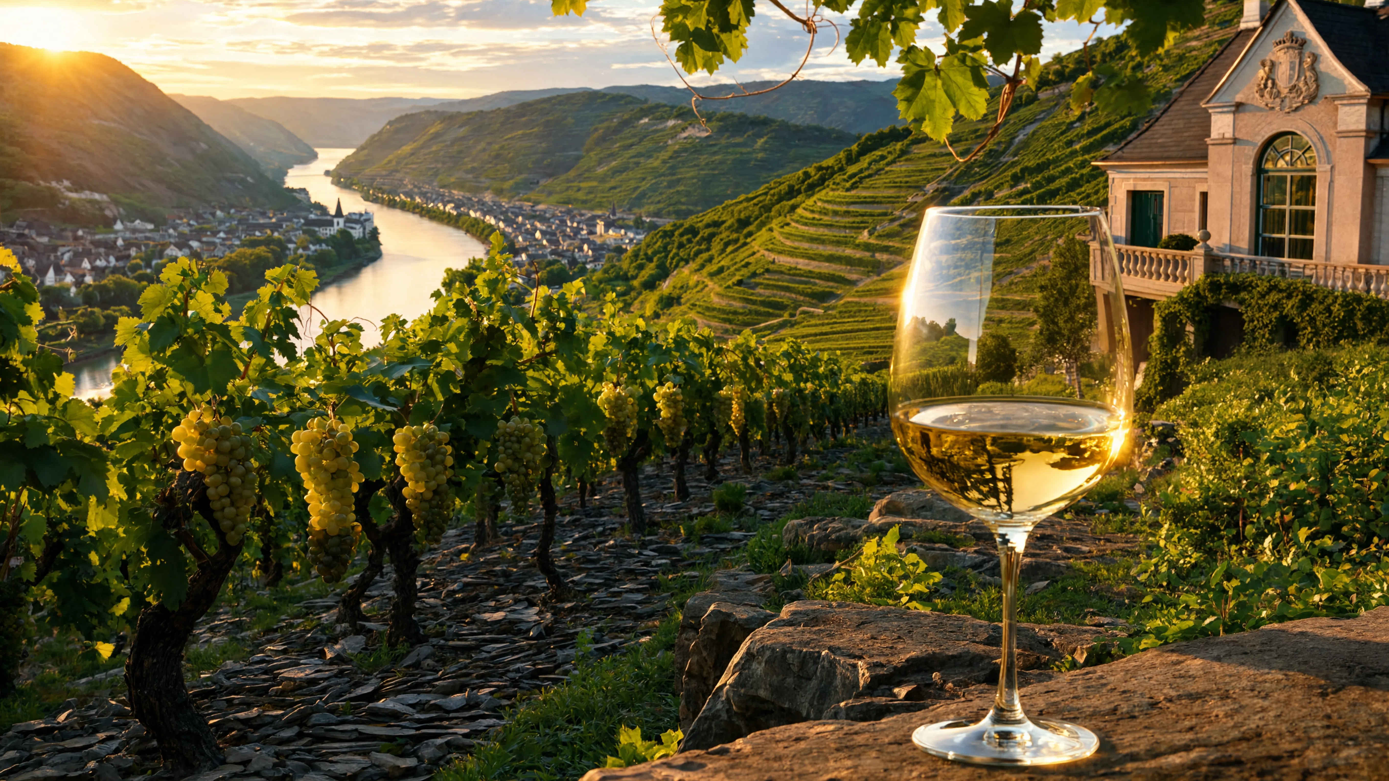 Weinregion Rheingau — Weinberge entlang des Rheins